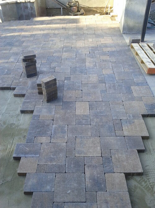 paving stones being laid